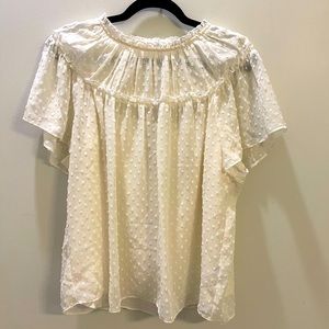 🏷NWT J.Crew Gathered bib top in Swiss dot, Large